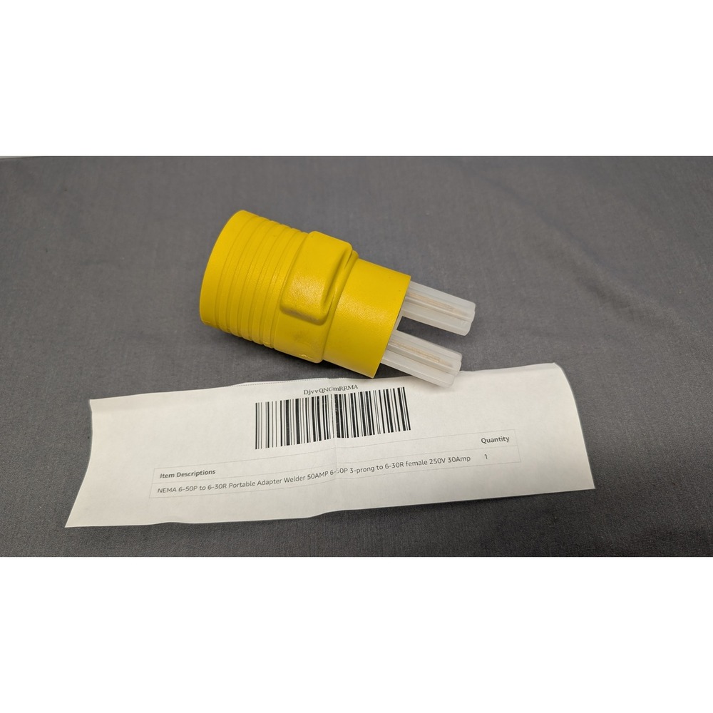 NEMA 6-50P to 6-30R Adapter N6-50P Yellow Welder 50A to 30A 250V